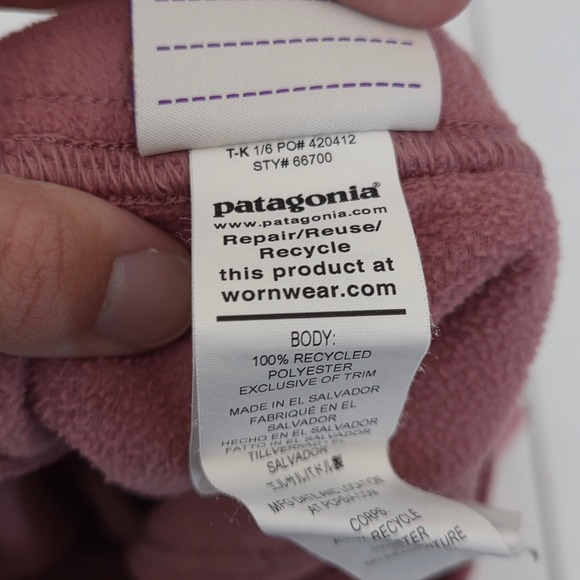 Patagonia Kid's Girls XL (14) Micro D Fleece Joggers‎ Mauve Pink Sweatpants - Picture 5 of 5